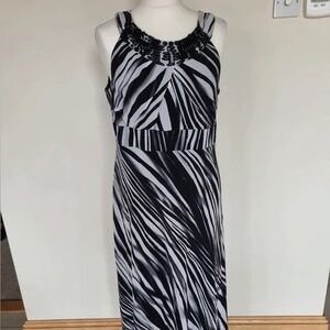 Elegant Black and White Zebra Print Dress
